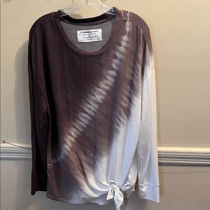 French Laundry Gray and White Tie-Dye Top